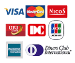 VISA, MasterCard, NICOS, UFJ Card, DC Card, JCB, AMEX, Diners Club