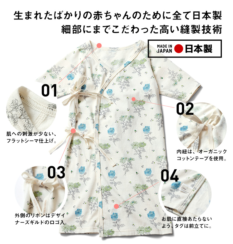オーガニックコットン100% ベビー肌着のこだわりの説明