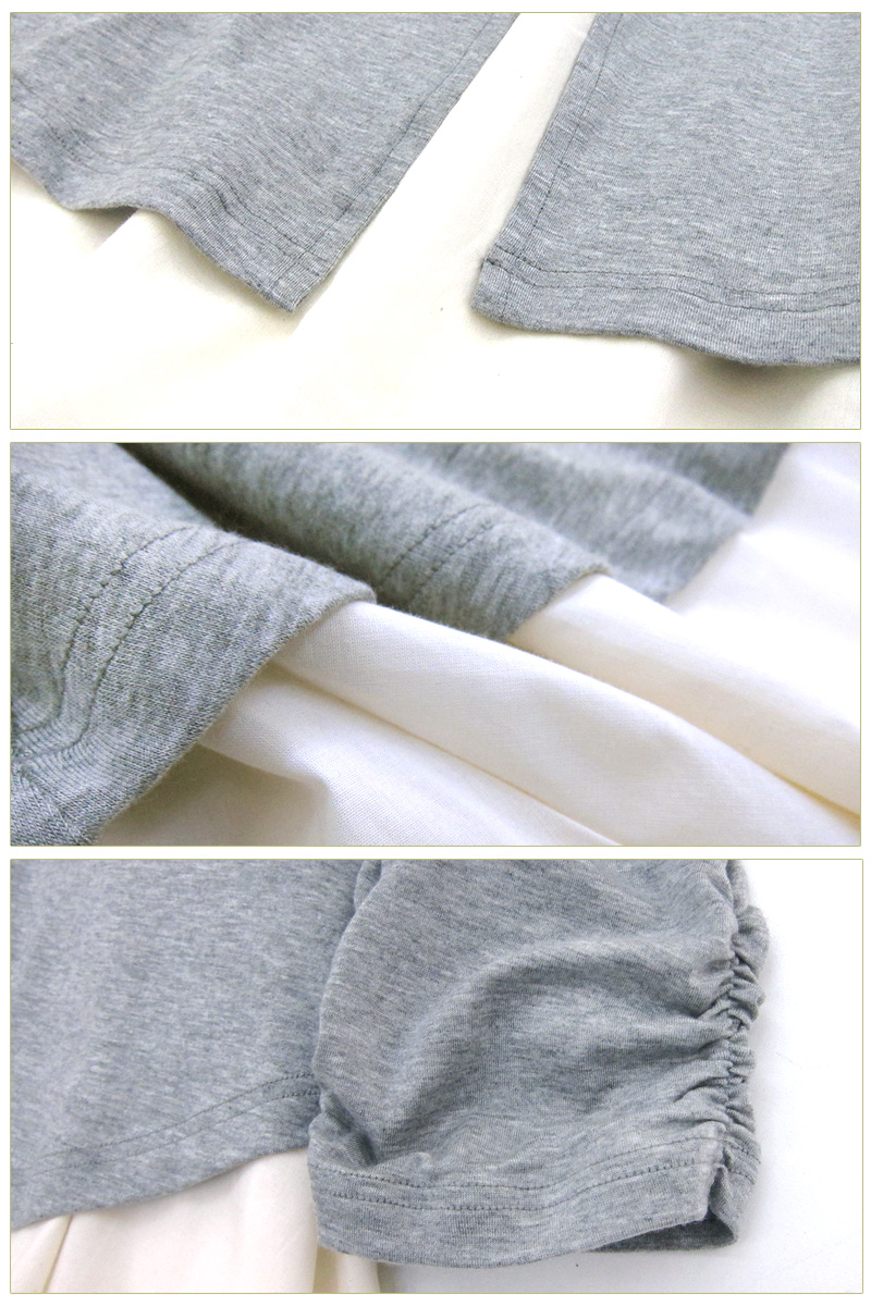授乳ケープにもなる オーガニックコットン 重ね着風トップス kt4044 授乳服/マタニティ