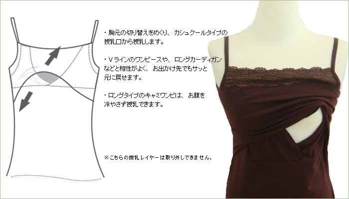 レーシーインナーキャミワンピース(カシュクールタイプ) 授乳機能付