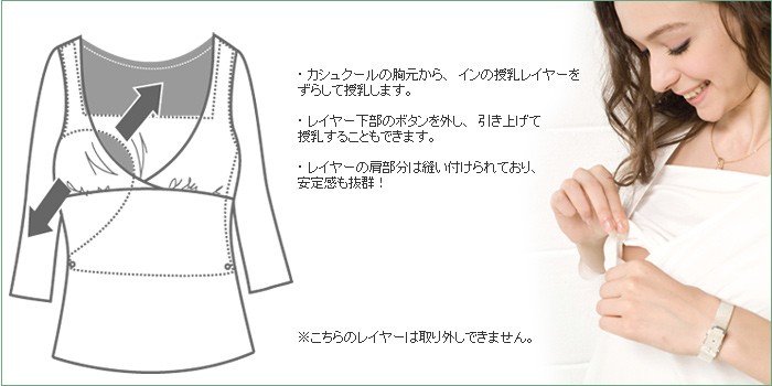 カシュクール授乳カットソー【メイ】 授乳機能付