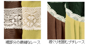 7分袖レーシーシフォンワンピース