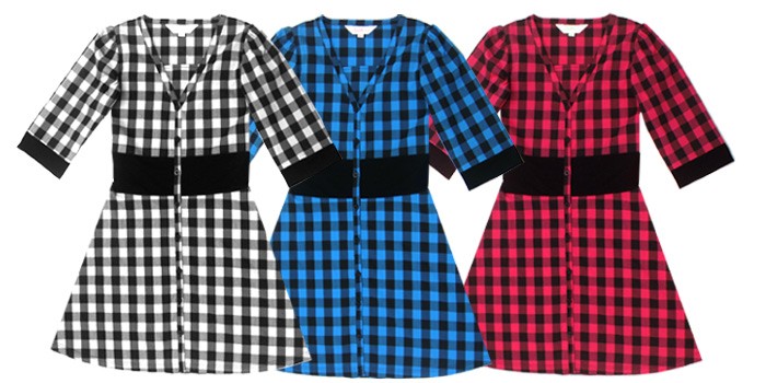 チェック柄授乳ワンピース 【ジュリアーナ】 授乳ワンピース 授乳服