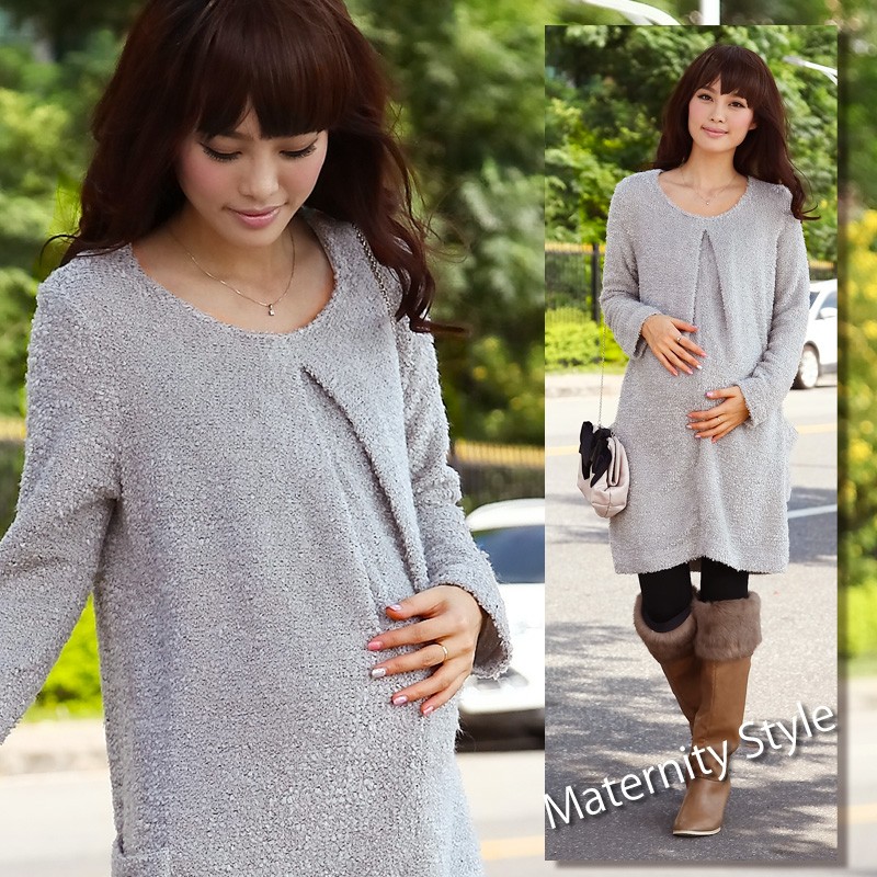 授乳服マタニティ 胸元ふんわりタック ブークレー授乳ワンピース so2024 チュニック/ブークレー