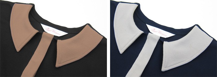 バイカラー襟付きシンプル授乳チュニック 授乳服/マタニティ/マタニティウェア