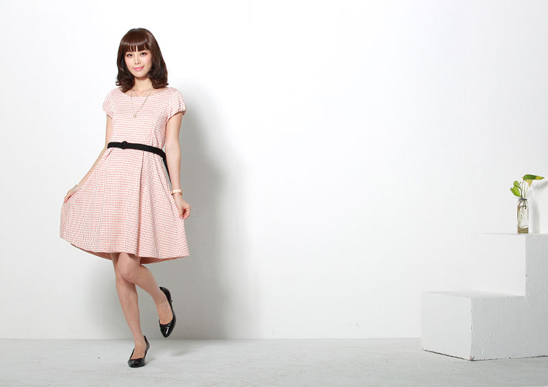 大人可愛いジャガード織りワンピース