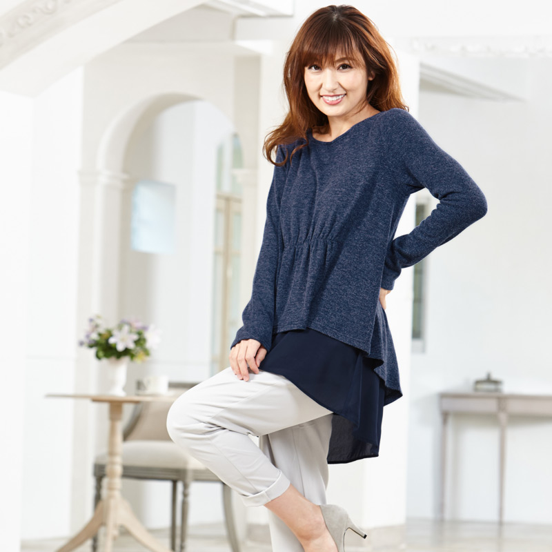 異素材感がかわいい授乳服トップス