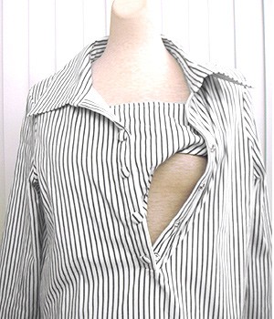 ストライプ柄授乳機能付きシャツワンピース