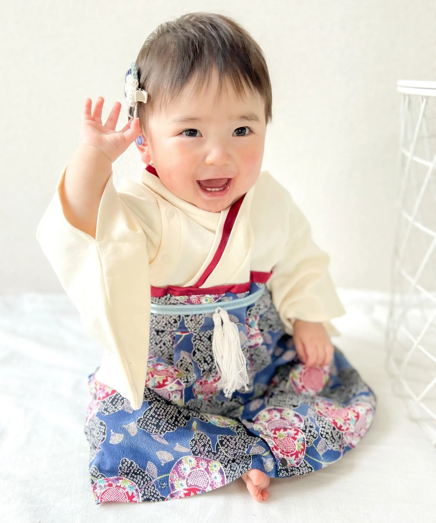 素肌に優しいベビー袴 ネイビー