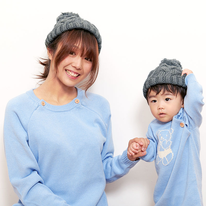 親子リンクコーデがおしゃれな コットン100%ニット帽