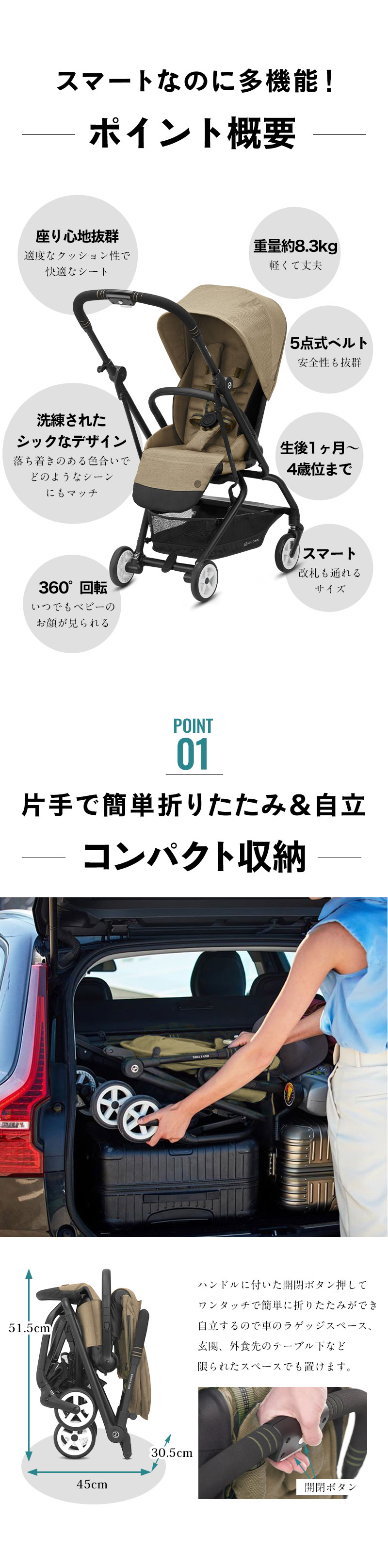 いつでもベビーと対面可能!360°回転シート サイベックス イージーS ツイスト2 ベビーカー