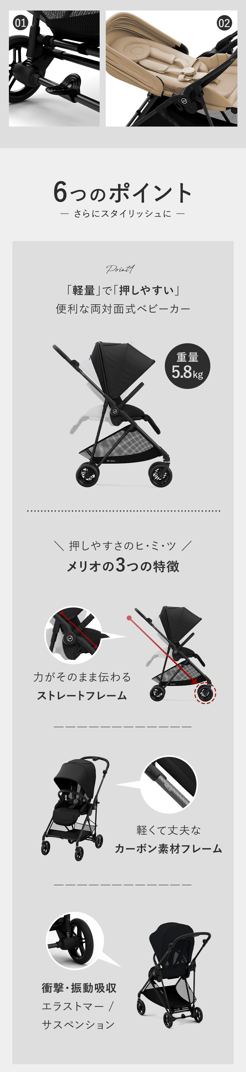 【CYBEX】2022年モデル サイベックス メリオ カーボン (MELIO CARBON) A型ベビーカー カーボン素材フレーム【正規品2年