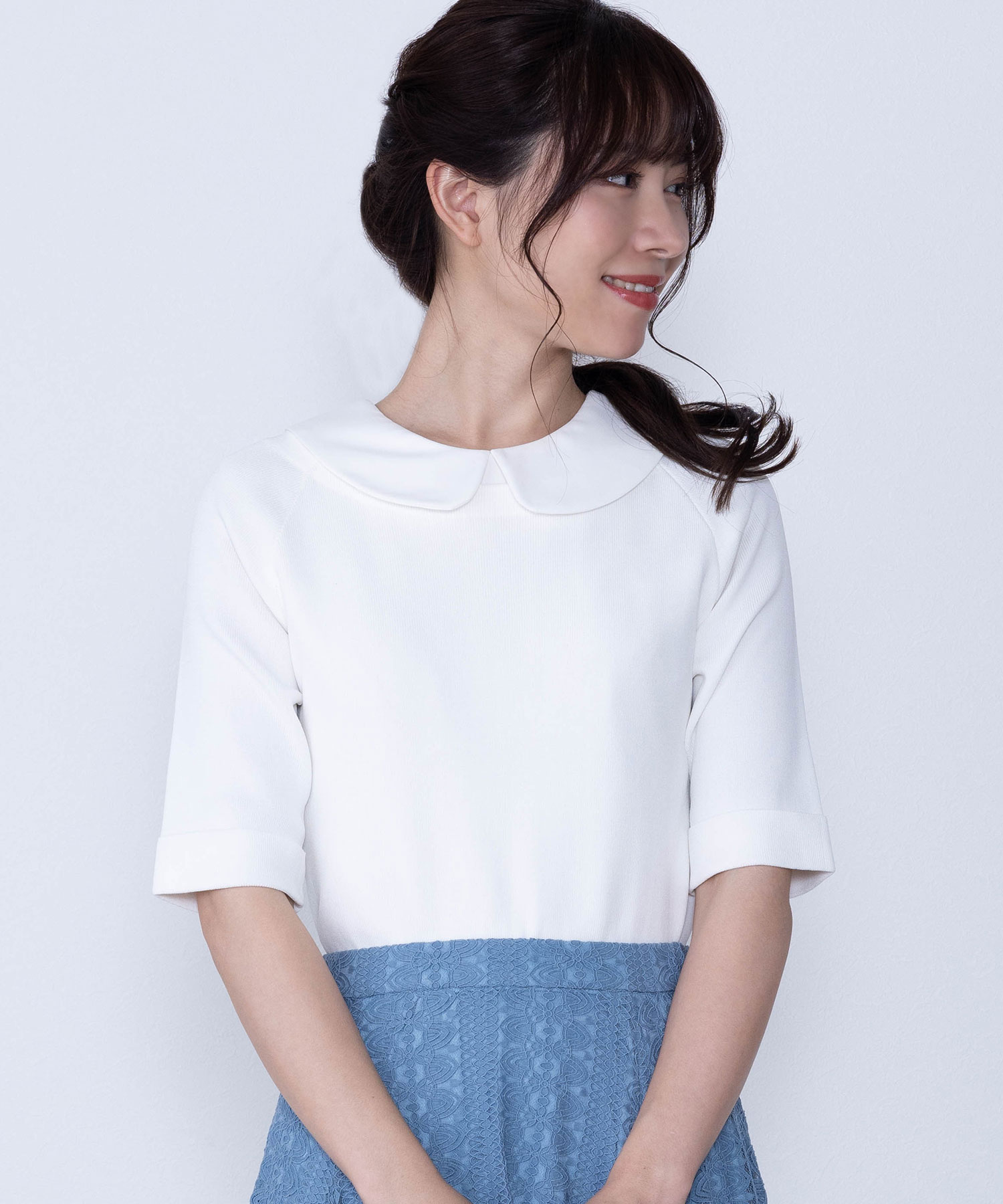 大きいサイズレディース トップス カットソー 裾タック