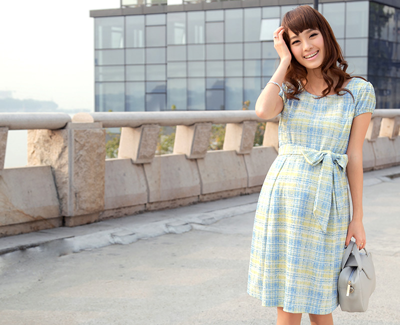 日本製チェックの授乳服ドレス