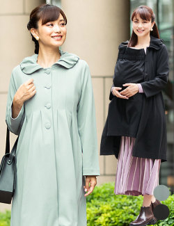 タックフレア ワンピースコート ダッカー付き 産前産後兼用 ママコート