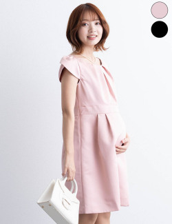 日本製 チューリップスリーブ グログランワンピース マタニティ 授乳服 産後も使える