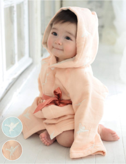 日本製 バスローブにもなる！6重ガーゼ フード付きベビーガウン ベビーウェア