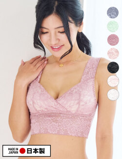日本製 レーシーハーフトップ 授乳ブラジャー　ノンワイヤー