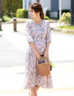 シフォンティアード授乳ワンピ