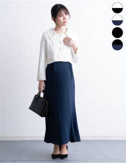 マーメイドロングフォーマルワンピース ＋ 広襟ショートジャケット セットアップ マタニティ 授乳服 産後も使える