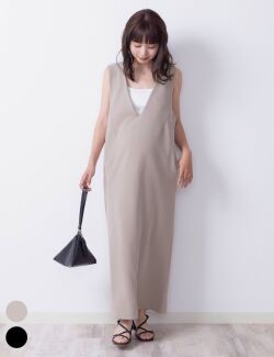 Vネックジョーゼットワンピース マタニティ 授乳服 産後も使える