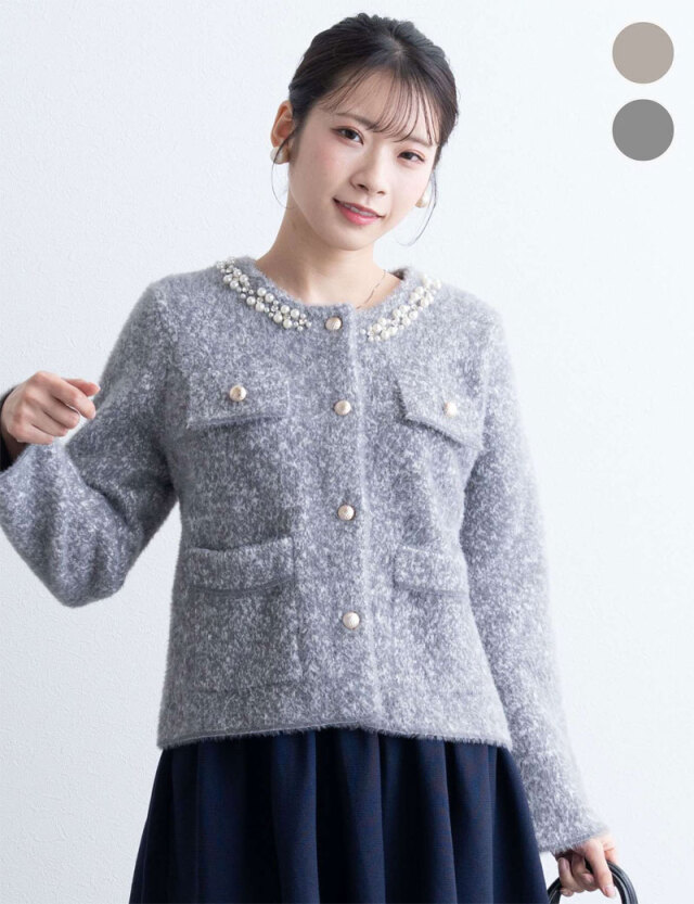 ビジューニットジャケット マタニティ 産後も使える | マタニティ