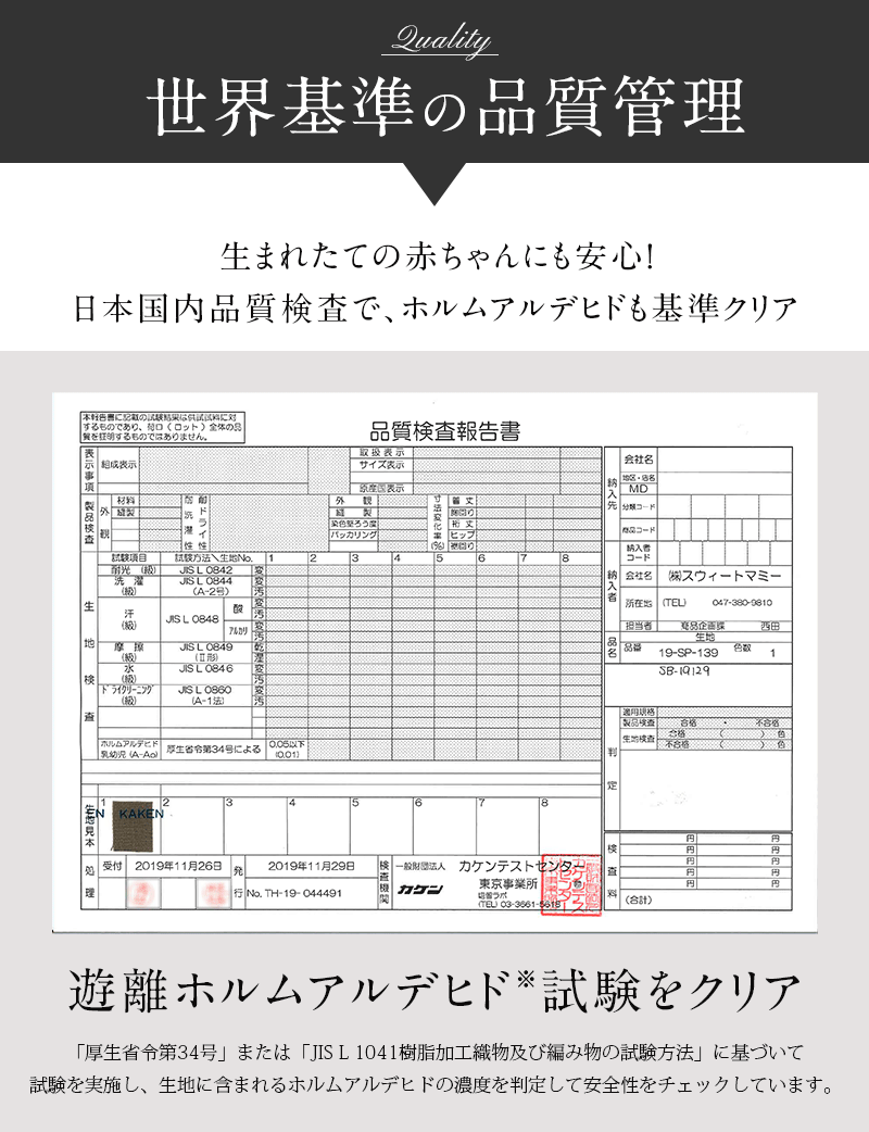 ホルムアルデヒド試験も基準クリア