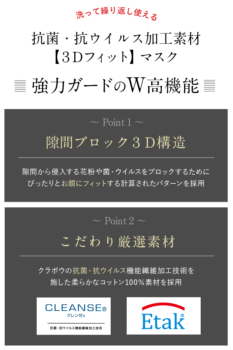 クレンゼ 抗ウイルス 布マスク