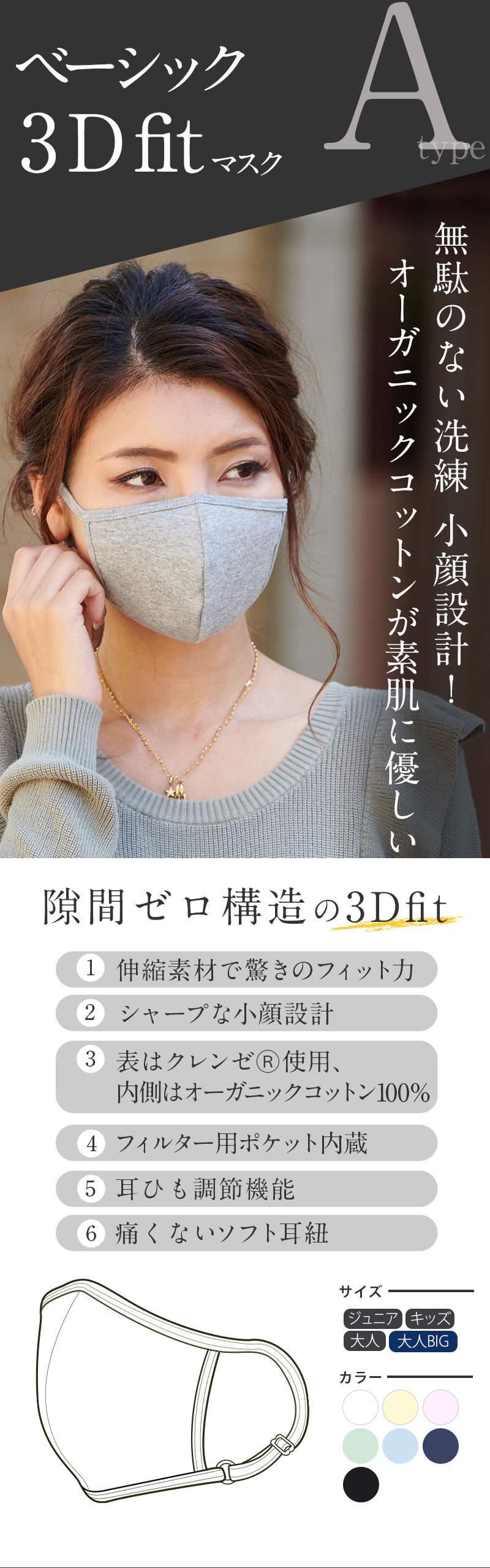 3Dフィットマスク 抗菌 抗ウイルス