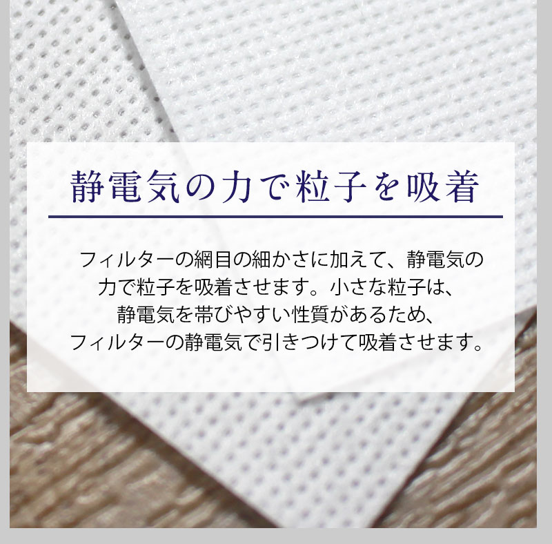 静電気の力で粒子を吸着