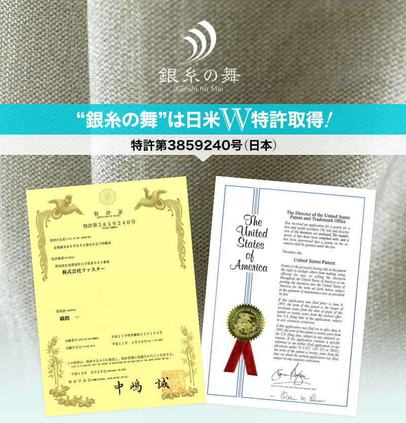 銀糸の舞は日米W特許取得!