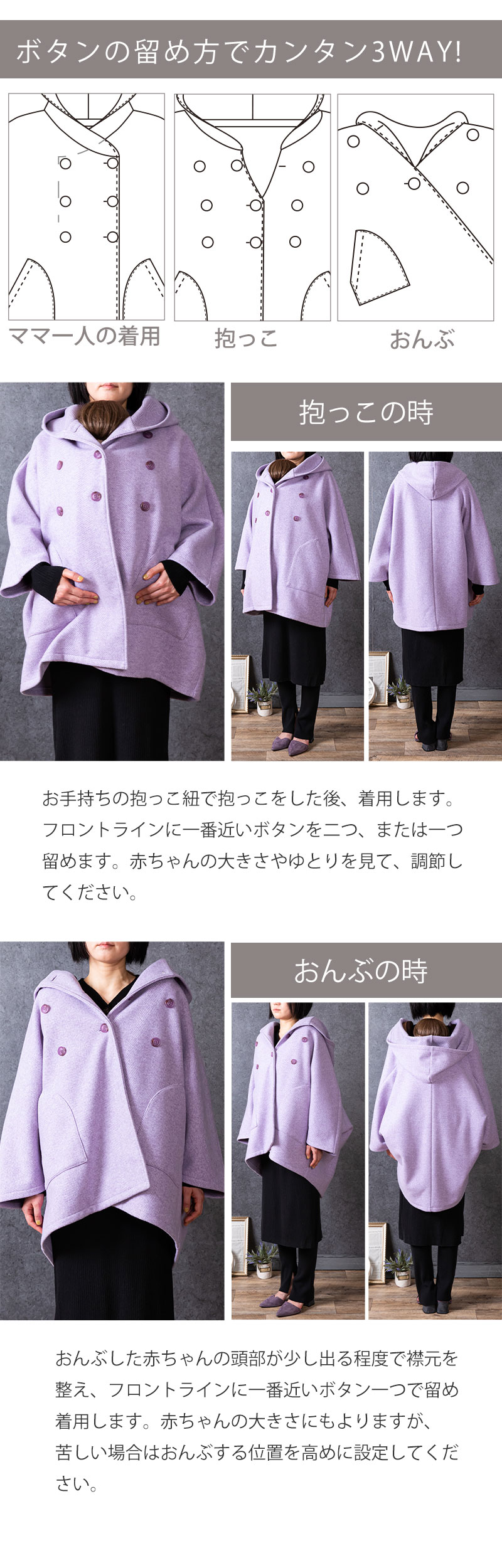 ボタンの留め方