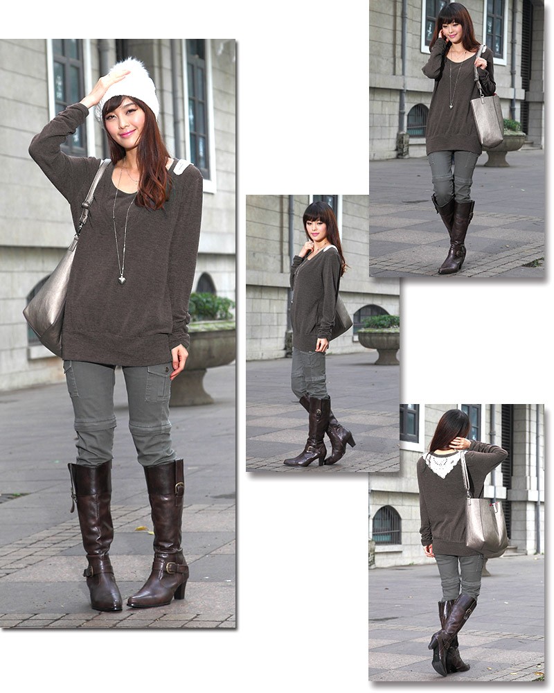 授乳服マタニティ レース付きニットチュニック so0209 トップス