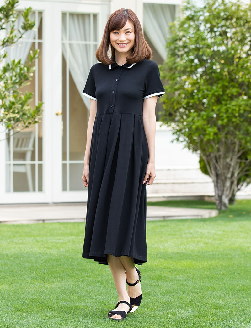 コットンインナー付き！配色ポロワンピース 授乳服マタニティウェア 