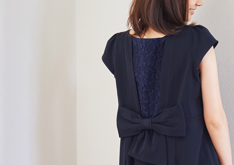 授乳服マタニティウェア バックシャン ワンピース リボン レース