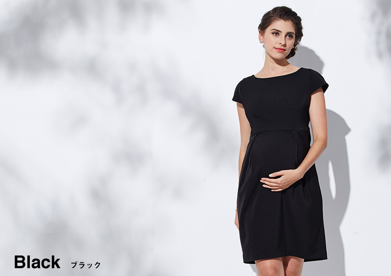 授乳服マタニティウェア バックシャン ワンピース ブラック