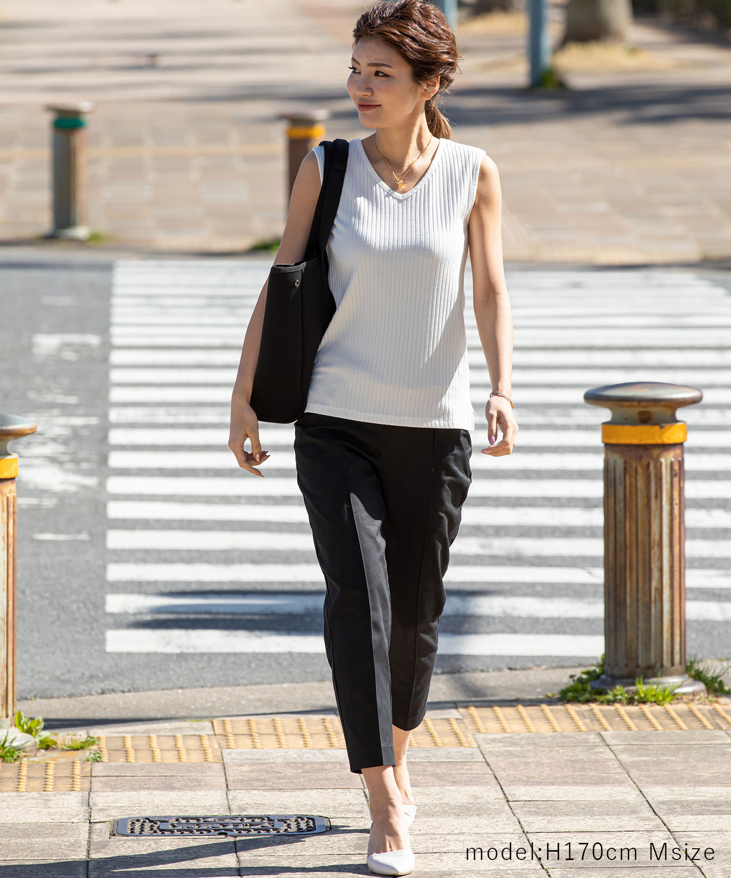 前後2wayリブニット授乳ノースリーブ 産前産後兼用 授乳服