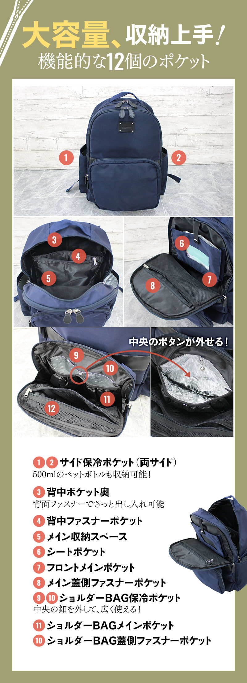 機能性抜群のママ思いリュック