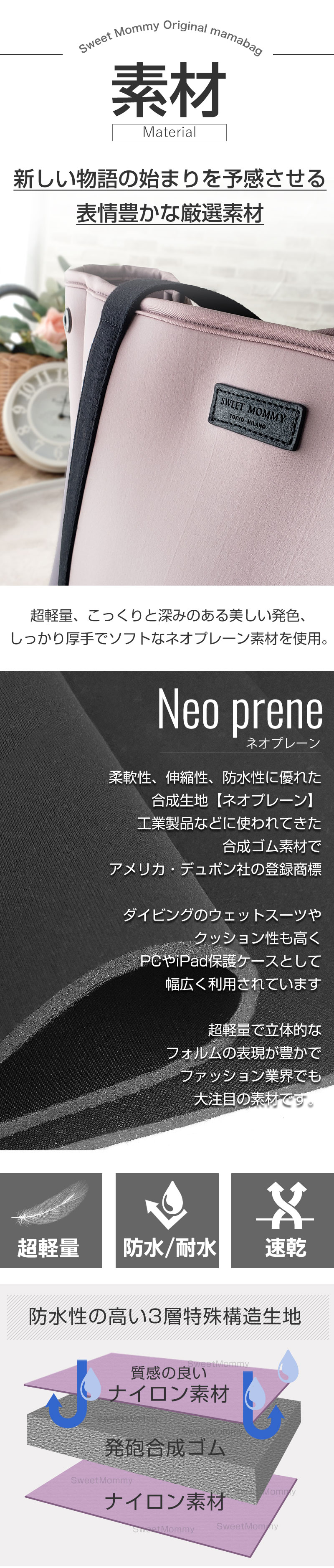 防水 撥水 ネオプレーン素材 ネオプレン素材